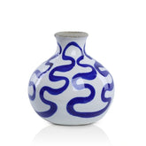 Blue Curved Line Ceramic Vase - Mini - BUBULAND HOME