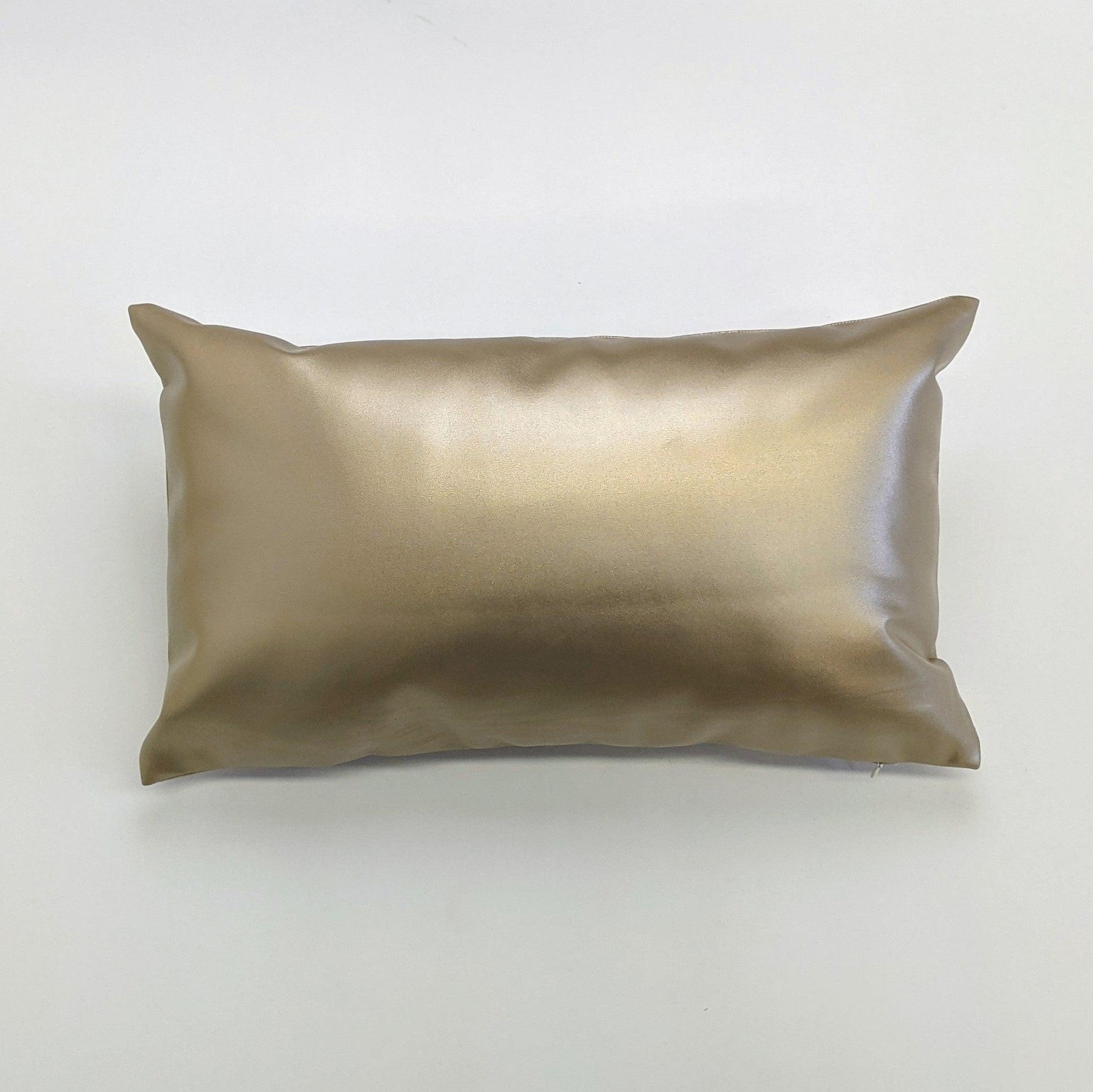 Zuri Gold Faux Leather Rectangular Cushion - BUBULAND HOME