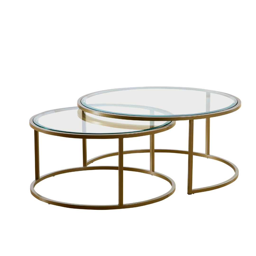 Stella Glass & Brass Nesting Coffee Table - BUBULAND HOME