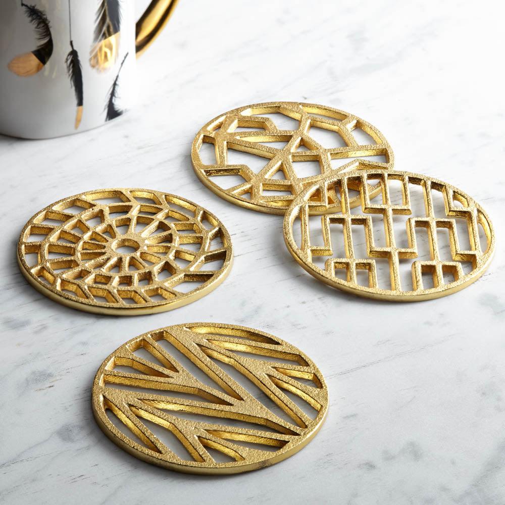 Noble Aluminium Coaster Crackle - Set of 4 - BUBULAND HOME