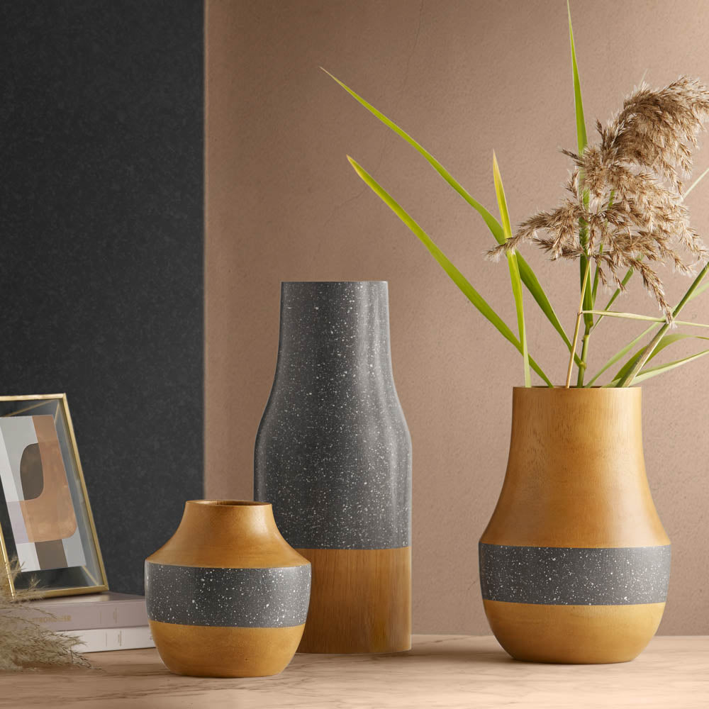 Danae Mango Wood Two-Colour Vases - BUBULAND HOME