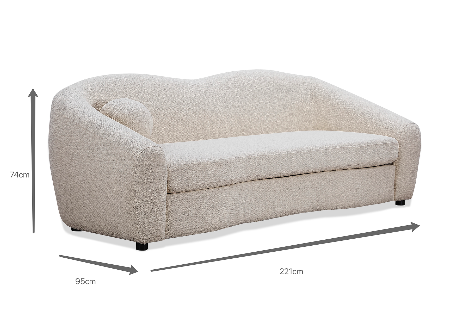 Louis 3 Seater Boucle Sofa - Natural White - BUBULAND HOME